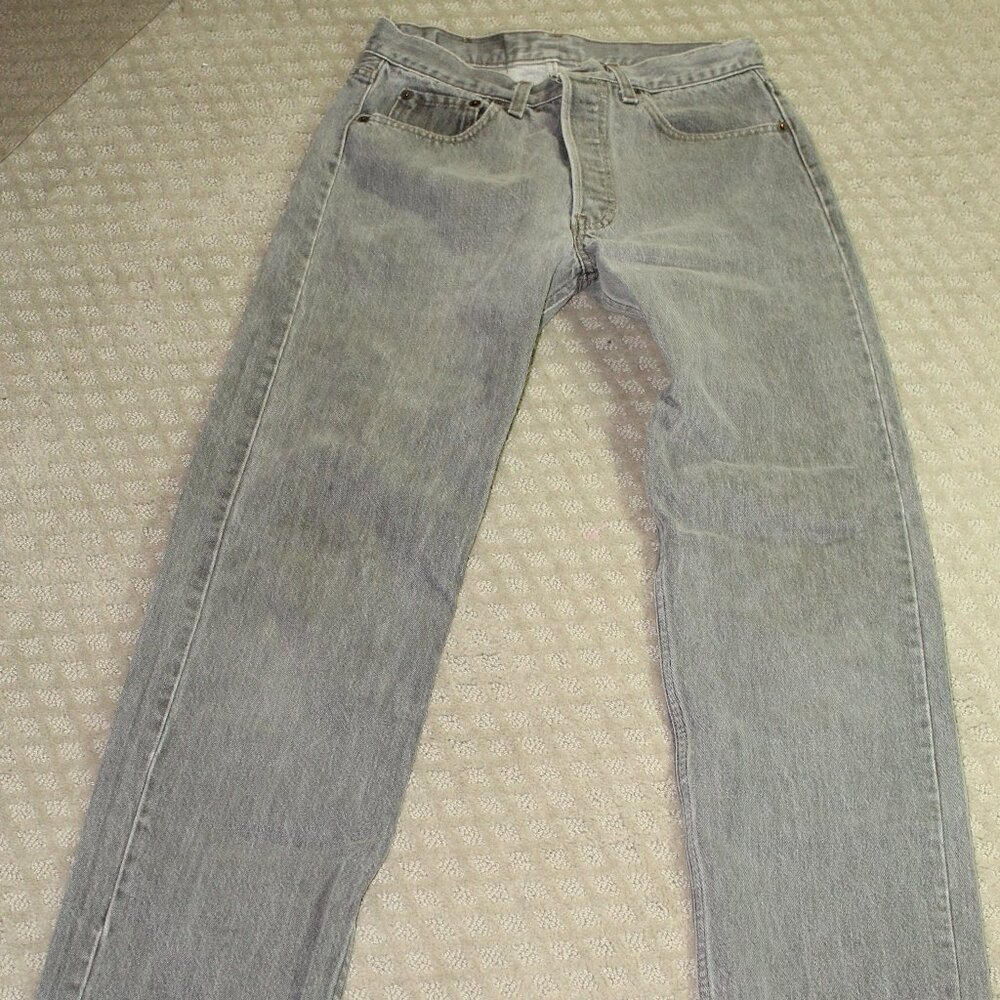 Vintage 80's Red Batwing Tag 501 Button Fly Grey 30x34 Jeans EUC!